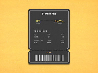 Daily UI 24 - Boarding Pass boarding pass daily ui design ios iphone sketch taipei ui ui design user interface ux ux design