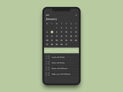 Daily UI 038 - Calendar calendar daily ui design green ios iphone sketch ui ui design user interface ux ux design