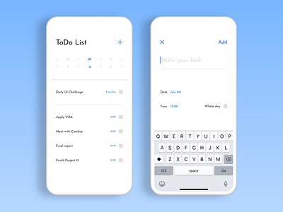 Daily UI 042 - ToDo List daily ui design ios iphone sketch todo list ui ui design user interface ux ux design white