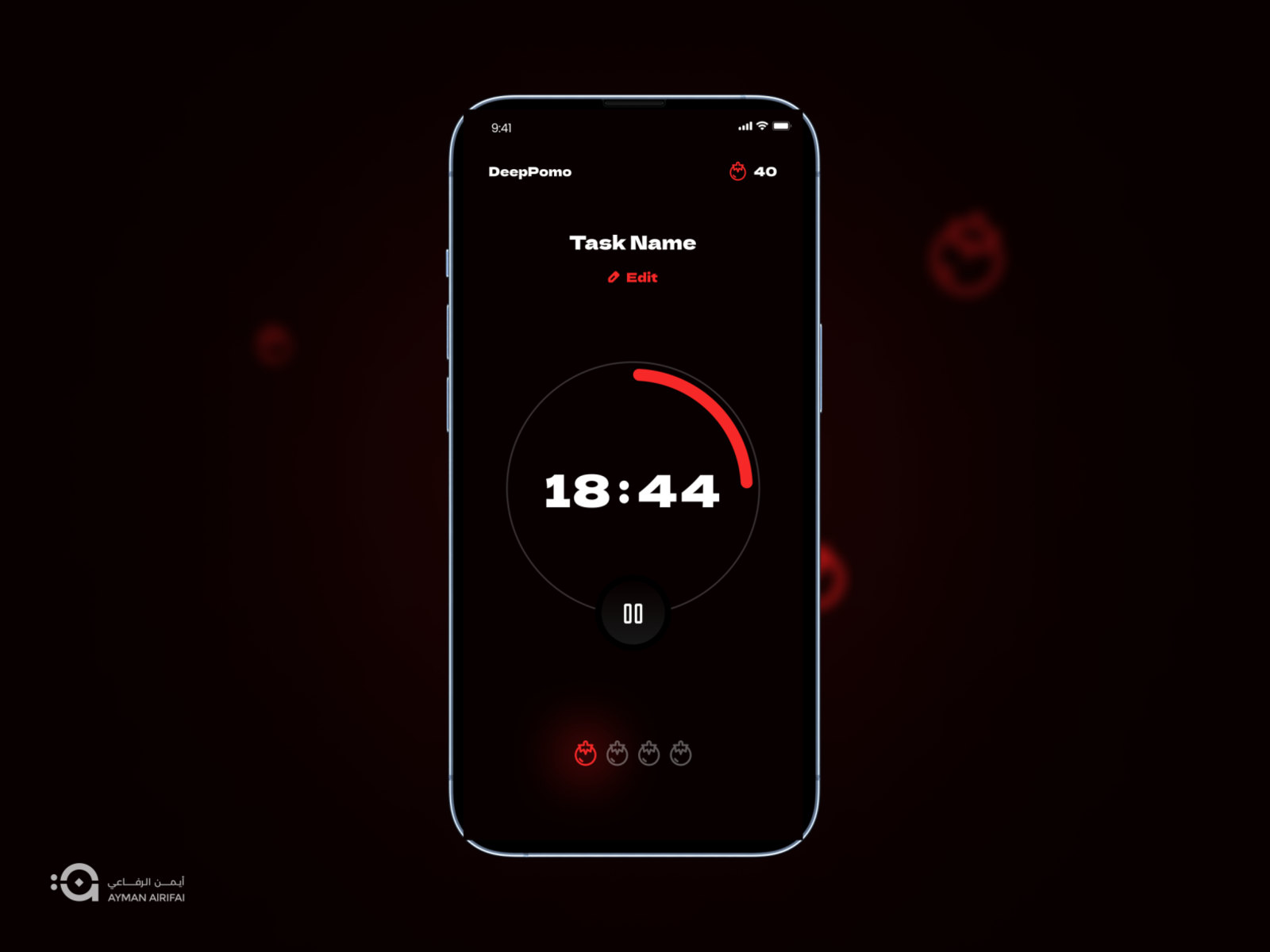 Timer (Pomodoro Timer) - Daily UI by Ayman Alrifai on Dribbble