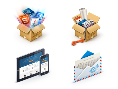 Service icons box gadget icon mail service technology