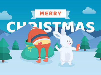 Merry Christmas animal celebration character christmas holidays illustration new year rabbit santa