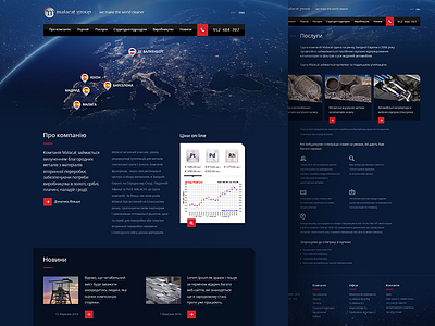 Malacat concept design homepage map metal trader web world