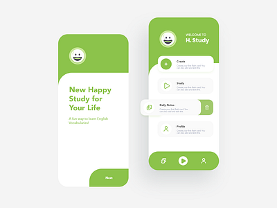 Happy study app UI app app design app ui app ui design green mobile ui study study app trendy design