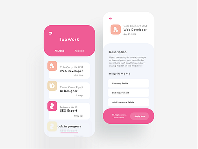 Job portal UI design.