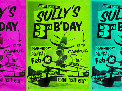 Sullys 3rd Birthday design illustration poster