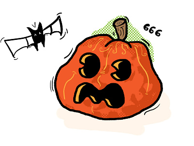 Scared Pumpkin halloween illustration