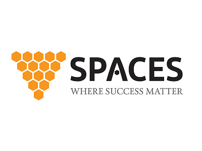 VSPACES black branding coworking space creative logo minimal orange