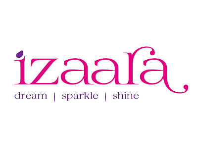 Izaara brand jewelry logo minimal pink silver typo women