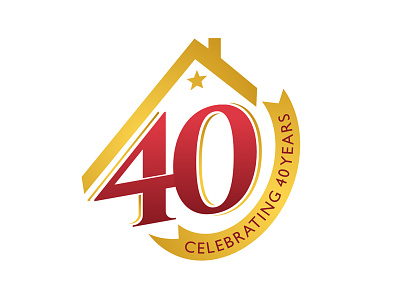 40 Years celebration logo 40 celebration golden home logo red years