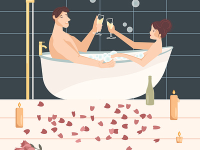 Lovers in bathtube