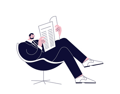 Man is reading a magazine graphic design minimal