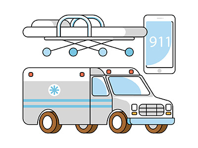 Medical aid concept aid ambulance car flat line medical medicine paramedic rescue transportation vehicle
