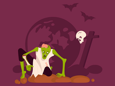 Zombie man alive art brain character cruel dangling dead death design evil fear halloween illustration isolated man person scary vector wake zombie