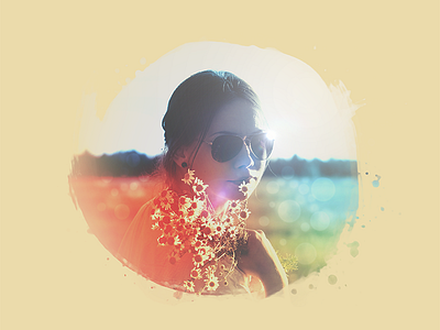 Girl with Flowers bokeh brush graphic photography photoshop splat sunset texture