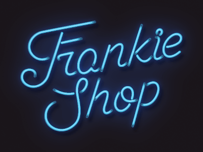 Frankie Shop branding logo neon online banking app