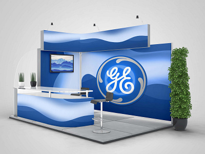 General Electric new booth design concept booth booth design brand branding clean design corporate design corporate identity creative design design out of the box logo design minimalistic stand stand design