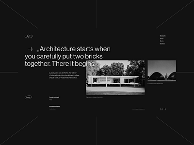 Ludwig Mies van der Rohe clean concept dark digital interface minimal typography uxui web webdesign