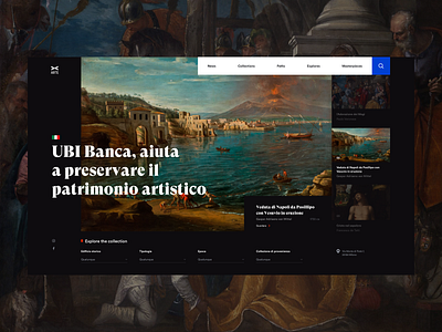 Arte UBI Banca artwork clean concept dark design digital interface minimal promo typography ui uxui web webdesign