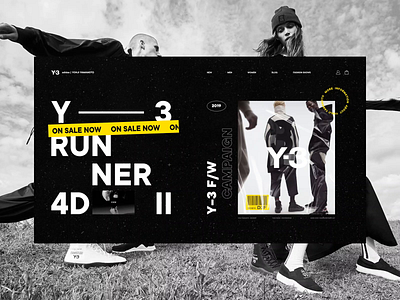 Adidas Y-3 animation clean concept design digital interaction interface minimal typography uxui web