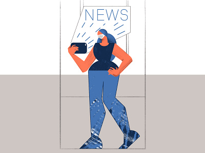 people engaged with the news arsvik art character design digital engaged gadget girl illustration news people