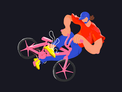 bmx stuntman arsvik art bicycle bike bmx character characterdesign digitalart drawing exaggerated flat illustration man raster sport stunt vector