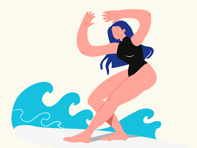 Surfing girl arsvik art character characterdesign digitalart drawing flat girl illustration raster surf surfer surfing vector