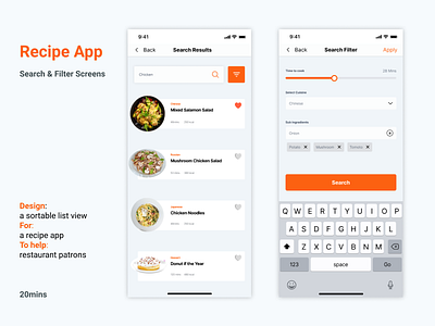 Recipe App - Search & Filter Screen