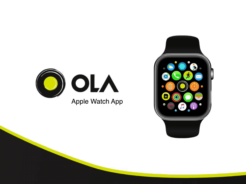 Ola Apple Watch App UI adobexd apple apple watch apple watch design apple watch mockup branding illustration ola ola app ola app design product design uber uber app uber clone uber design watch watch design