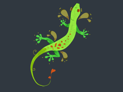 Gecko animal coeur gecko green heart illustration illustrator lezard photoshop planete reptile