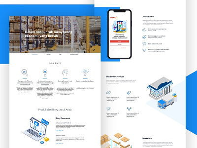 Bizzy Business Unit Page b2b blue construction design e procurement isometric illustration ui vector white