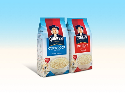 Quaker Oats New Cloth design food packaging healthy food heart light blue oats package design red white