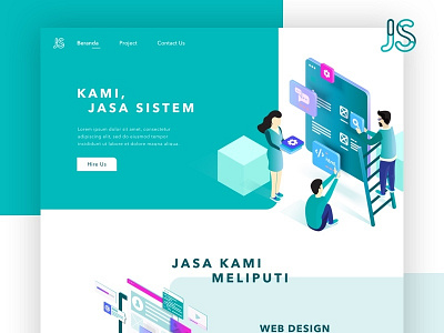 Jasa Sistem 2.0 agency isometric logo turqoise ui design webdesign white