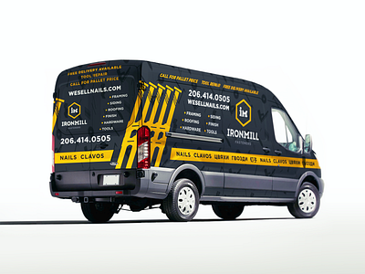 Vehicle branding branding car corporate dark fasteners identity logo nail nails truck vehicle wagon yellow