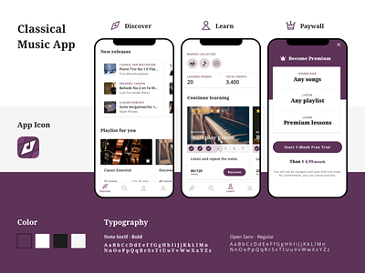 Classical Music App app classical music design learning platform music ui ux