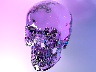 Fragile 3d blender crystal lighting skull