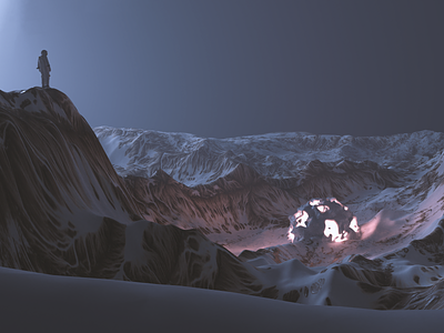 Alien Planet 3d astronaut blender design lighting moutain