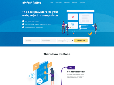 a web custom provider homepage for Einfach Online app design branding design icon illustration ui user experience design user inteface ux vector web webdeisgn webdesign website