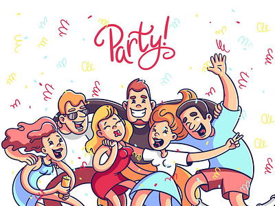 Party celebrate fireworks illustration party people