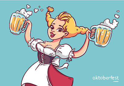 Girl with beer beer character girl holiday illustration octoberfest