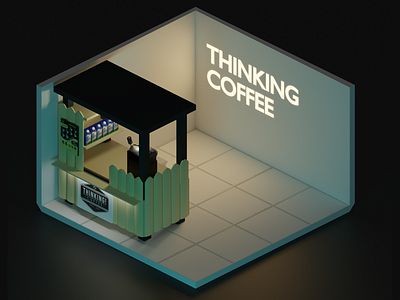 Thinking Coffee Lowpoly 3d 3d brand branding cart coffee coffee shop coffee shops coffee store coffeecart coffeeshop concept design drink lowpoly lowpoly3d stand thinking