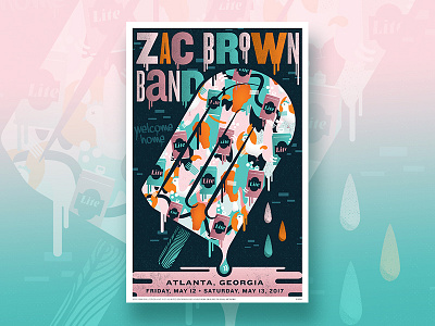 Zac Brown Band Poster: Atlanta atlanta gig poster illustration melting popsicle poster poster design zac brown band