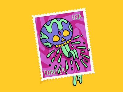 Forever illustration skull stamp stamp design sticker warp