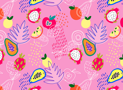 Fresh, pink and juicy! branding colorful cute design fruit graphic design hand drawn illustration package package design pattern pattern design pink seamless seamless pattern summer surface design vector