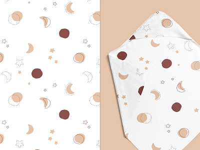 Moon & Stars - pattern for babies baby branding childish children cute design fabric graphic design hand drawn illustration moon nursery pattern pattern design procreate procreate illustration stars surface design vector