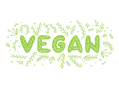 VEGAN - Cute doodle monograms branches cute doodle floral green hand drawn logo vegan