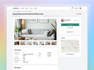 Real Estate - Property Page application colorful colors figma gradient green landing property real estate real estate agency rent rental app ui uiux webapp website