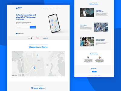 💧 Webdesign | Water Dispenser Startup app blue branding design madewithxd map minimalistic ui ux ux design web web app webdesign