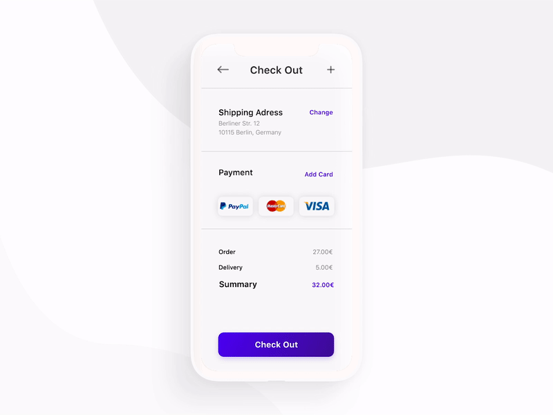 🛍 Animation | Check Out animation app check out credit card dailyui dailyui 002 mobile motion design payment ui ui design ui design challenge ux ux design