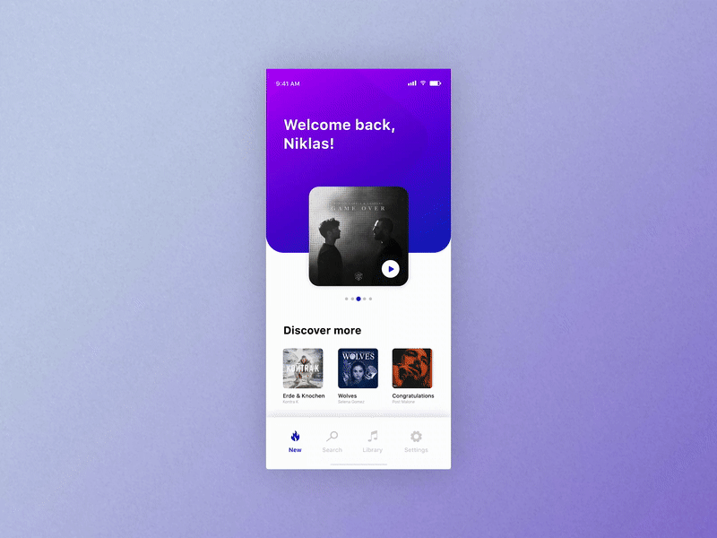 📀 UX Design | Music App animation app branding colorful dailyui 009 dailyui challenge design gradient mobile modern motion design music app ui ux